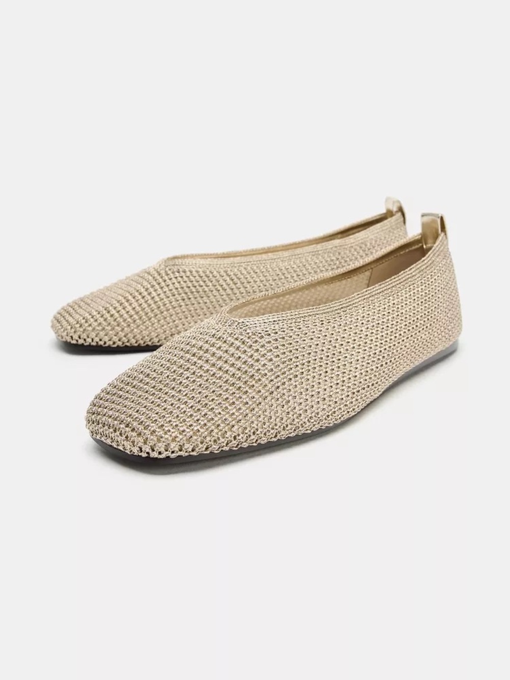 Zara Natural Beige Knit Ballet Flats